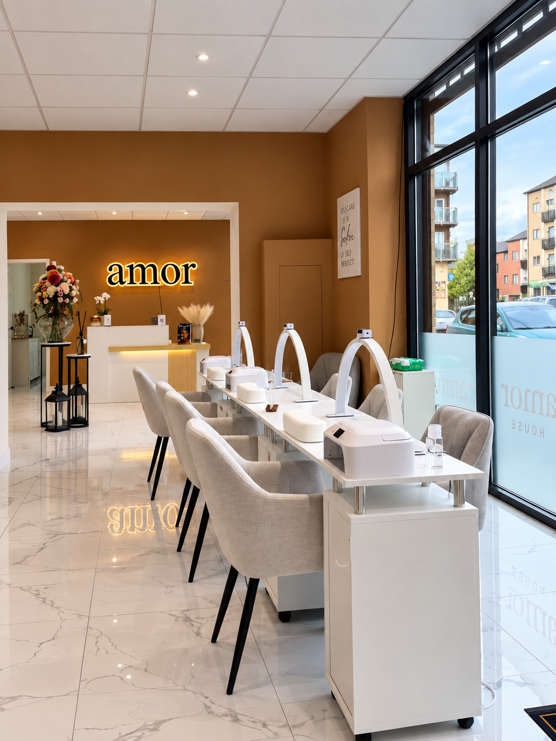 The nail treatment stations inside Amor House